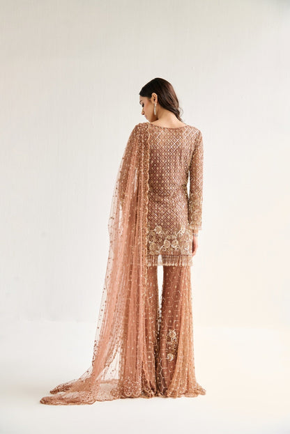 BROWN SHARARA SUIT