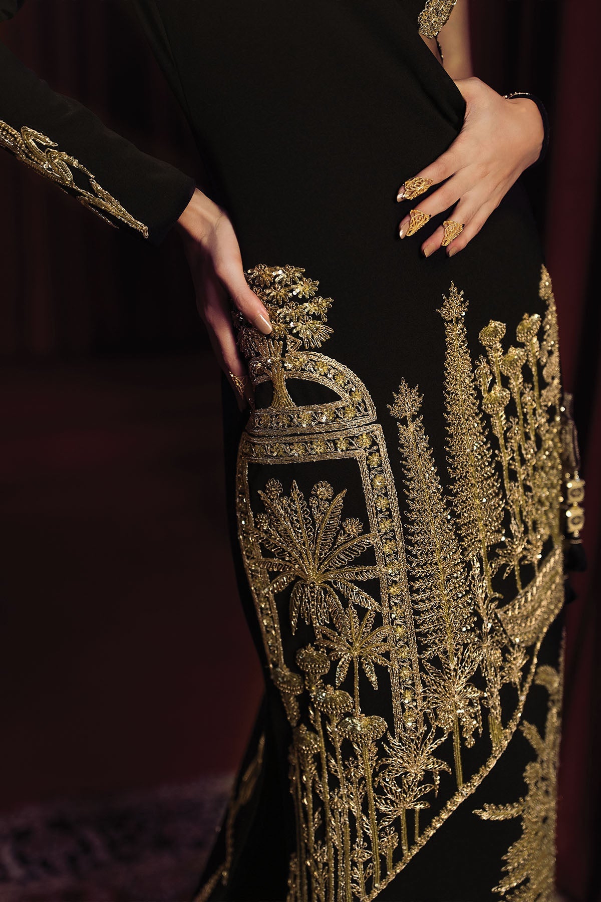 View of Black Georgette Embroidered Aankhon Ka Paigam Gown