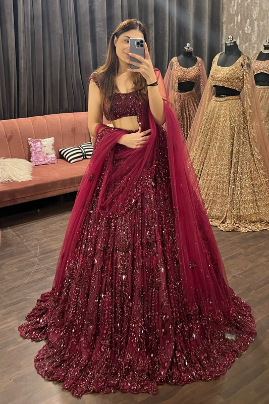 red bridal lehenga