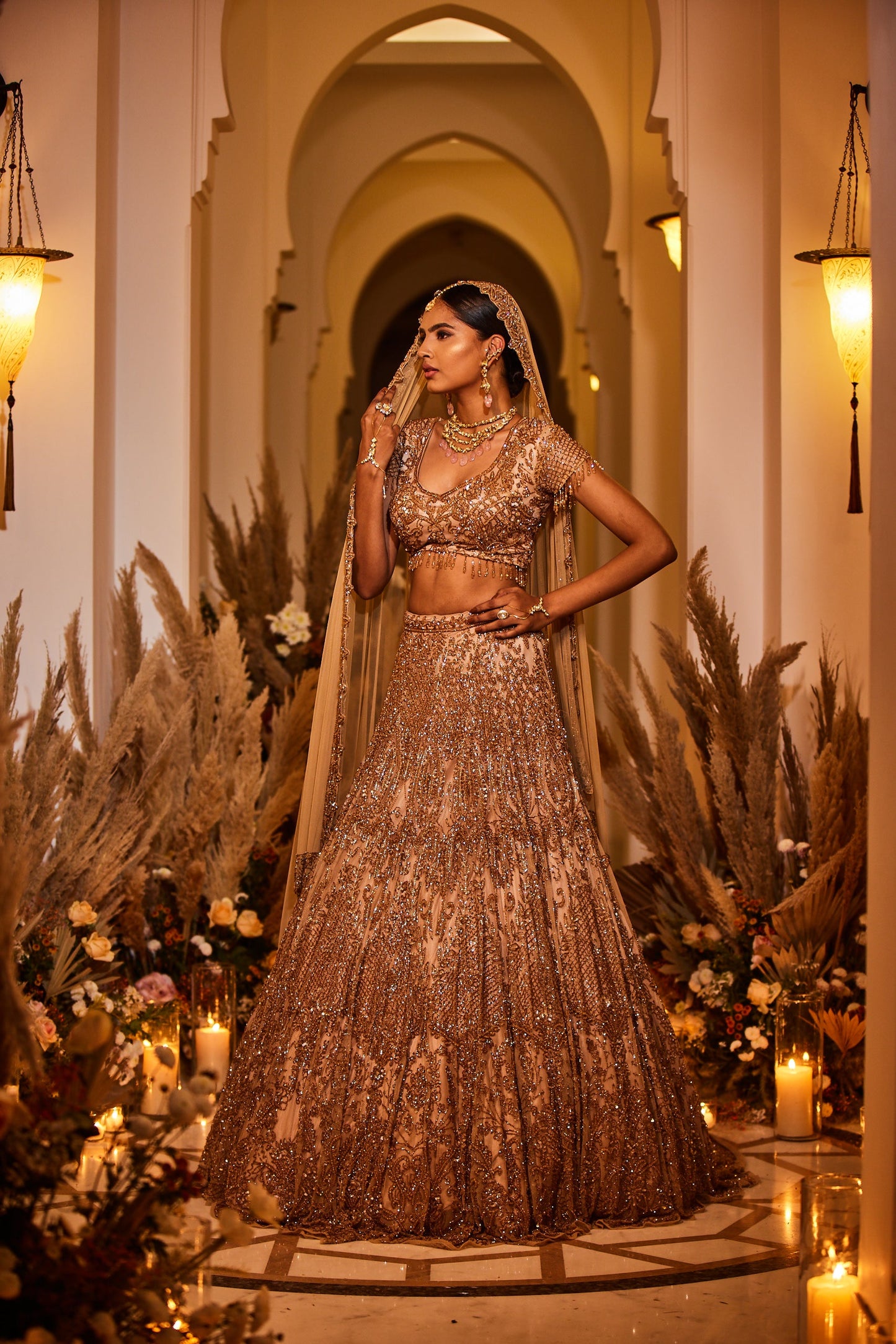 golden bridal lehenga