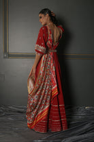 Women's Ruby Red Embroidered Anarkali Set backview