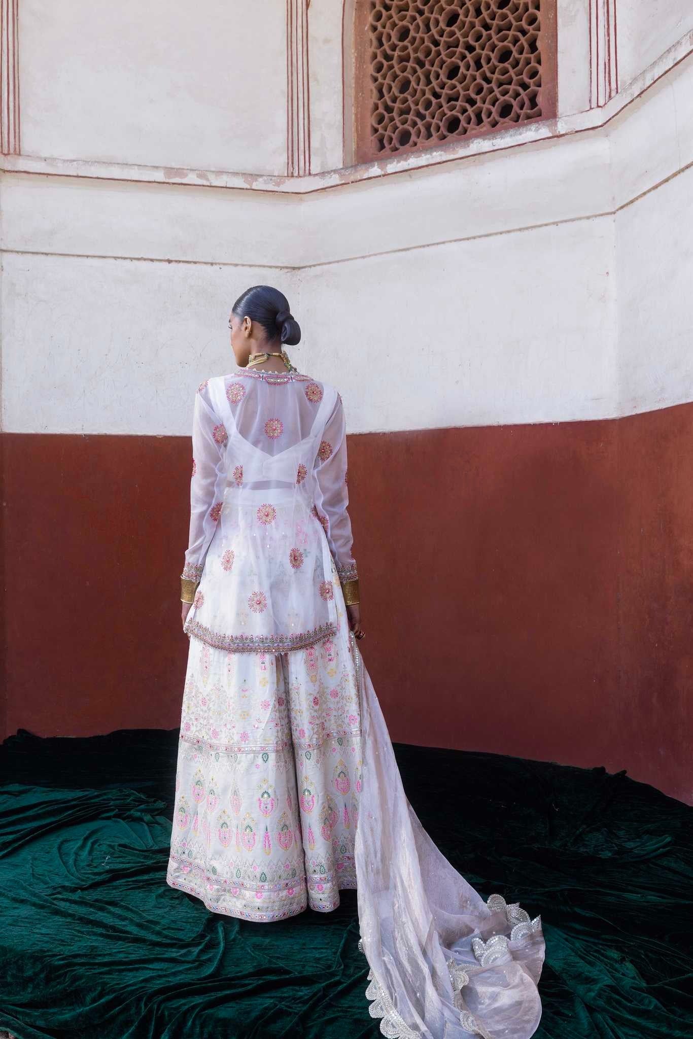 Women's Ivory Chanderi Banarasi Sharara Set