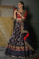 Midnight Blue woven Patola Lehenga Set