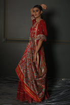 Women's Ruby Red Embroidered Anarkali Set sideview