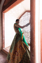 Women's Emerald Green Bandhani Banarasi Lehenga