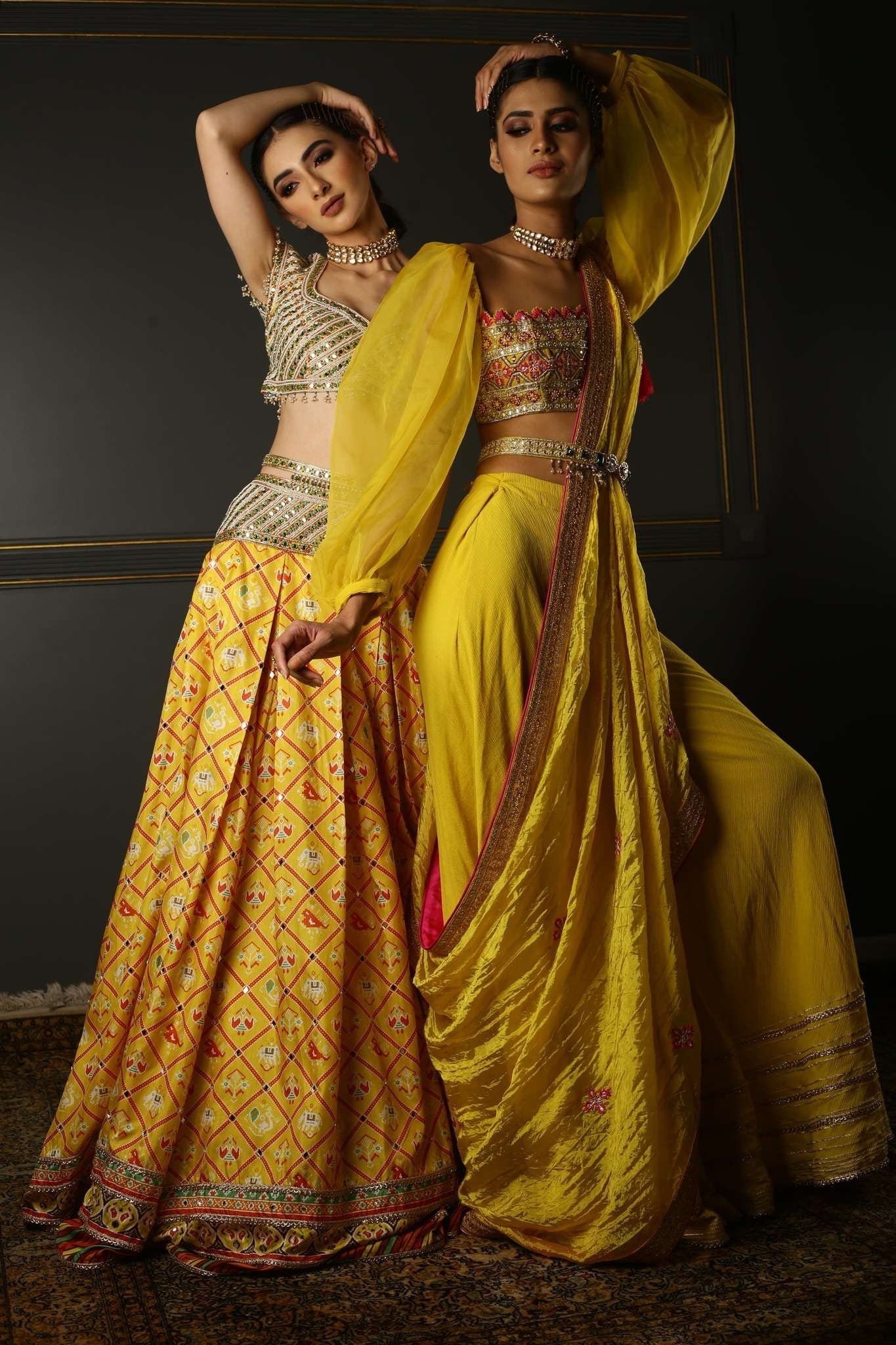 Women's Mustard Yellow Embroidered Sharara Set