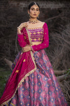 Women's Hot Pink Printed Patola Lehenga