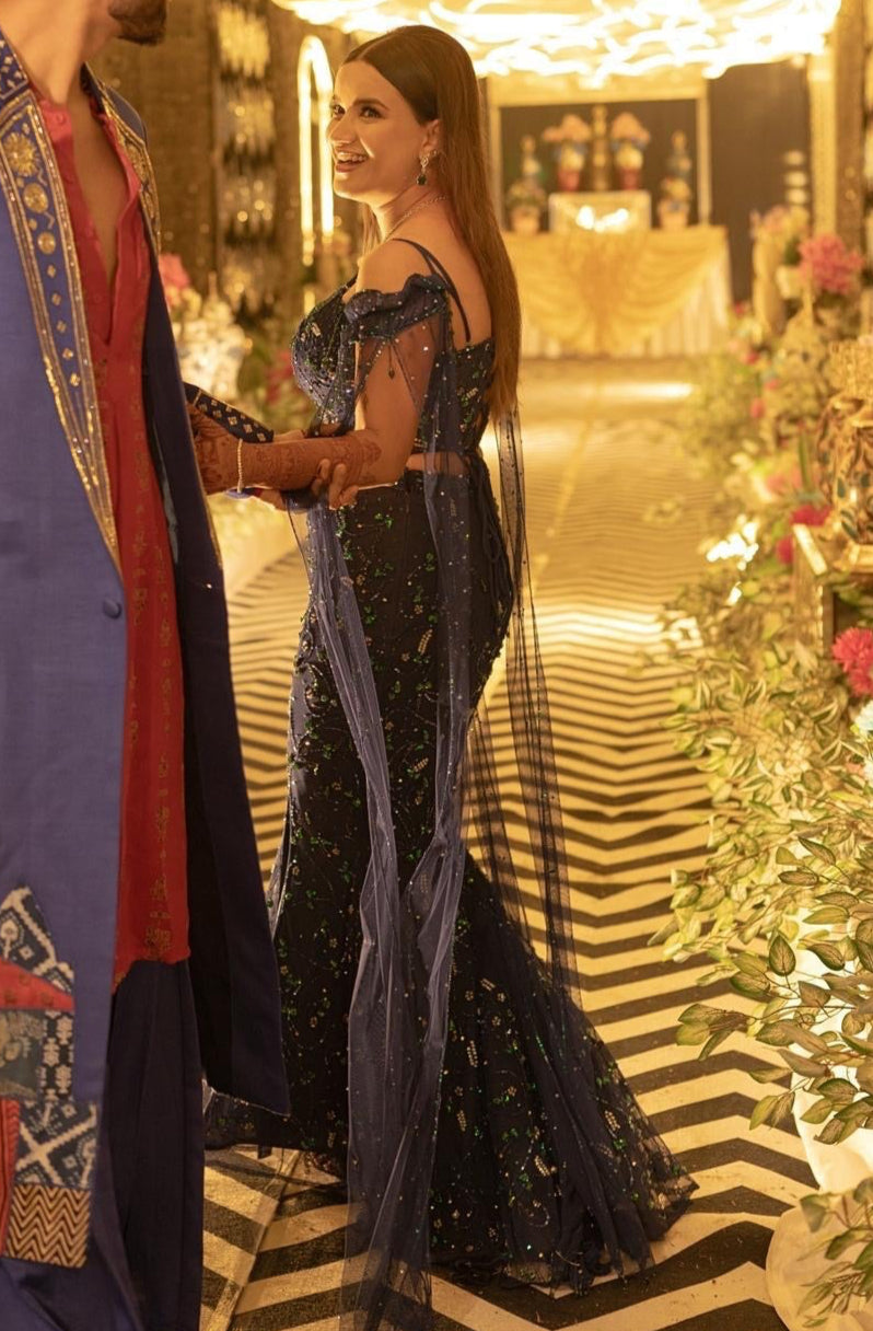MIDNIGHT TURQUOISE MERMAID LEHENGA