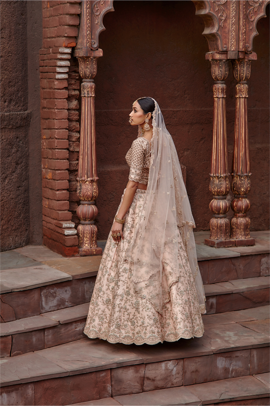 Blush Pink Raw Silk Lehenga Set