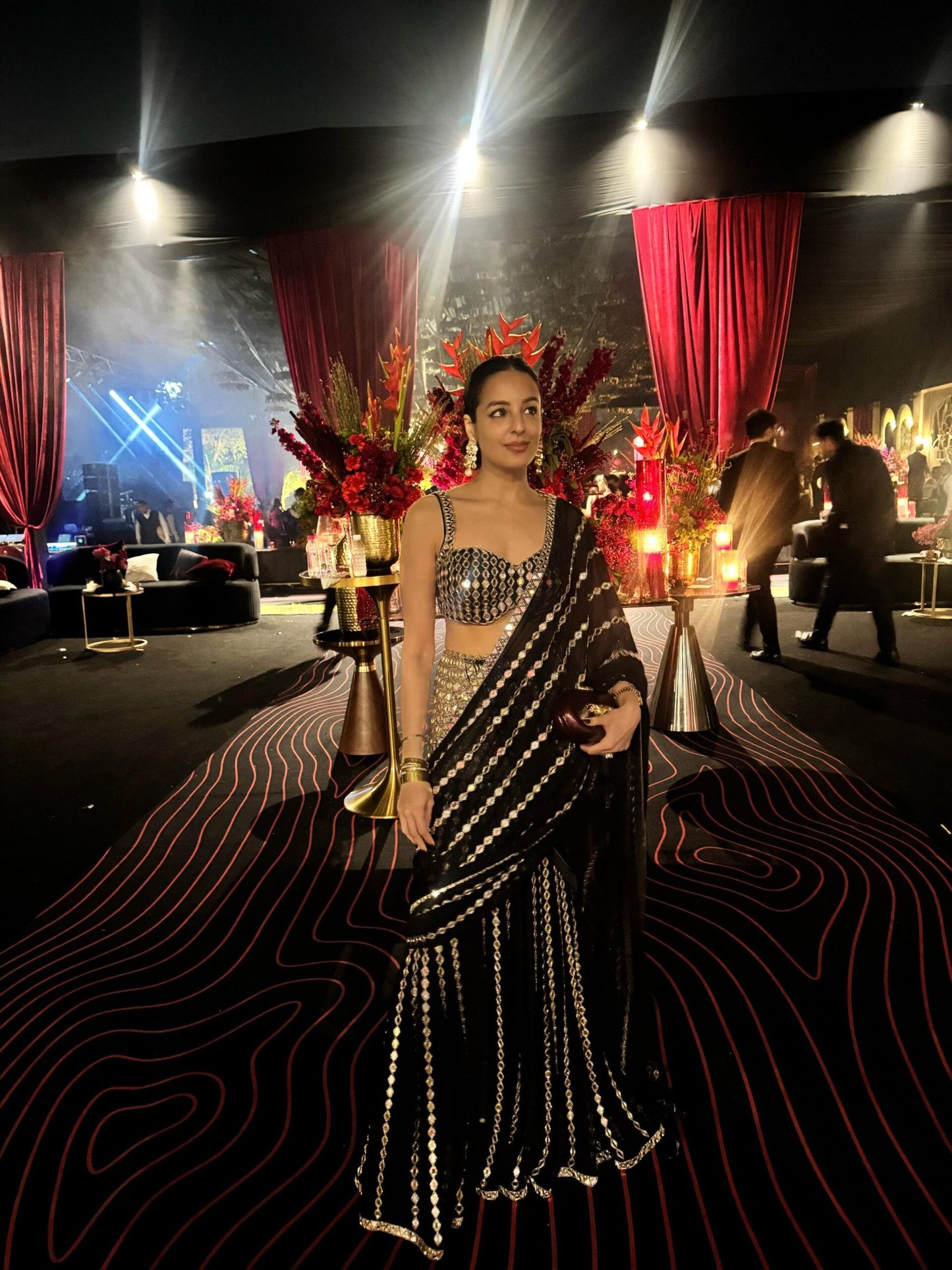 TARINI MANCHANDA In Jugmug Black Pre Draped Saree Set