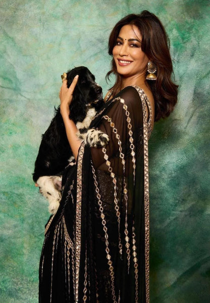 CHITRANGDA SINGH In Black Pre Draped Saree Set