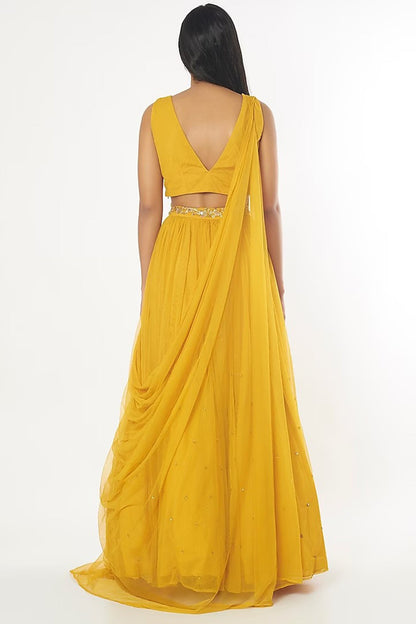 Mustard embellished lehenga set