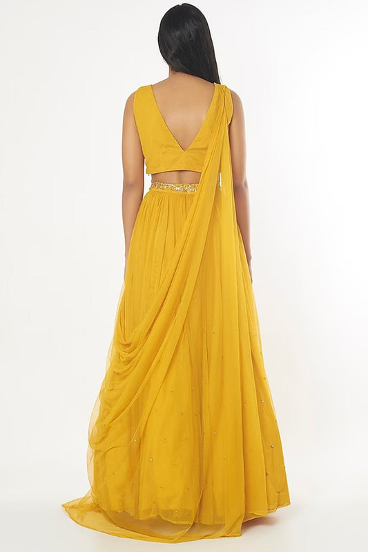 Mustard embellished lehenga set