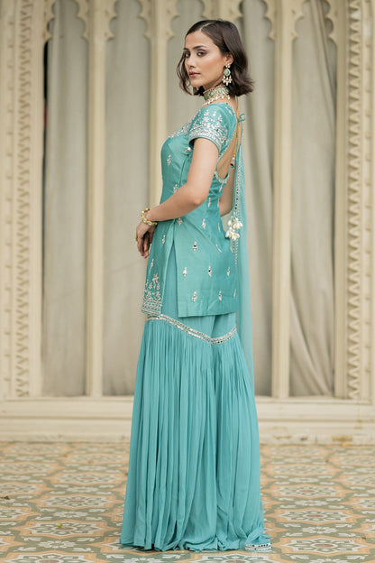 Blue Sharara Set