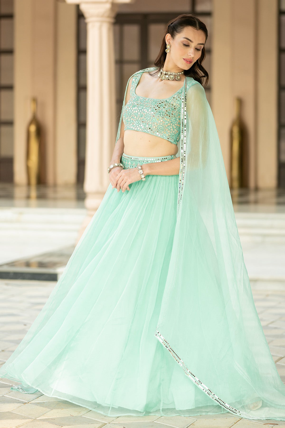 Aqua Blue Lehenga Set