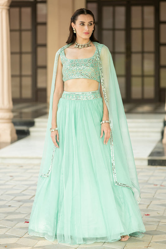 Aqua Blue Lehenga Set