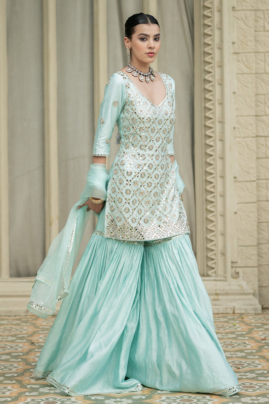 Baby blue sharara set