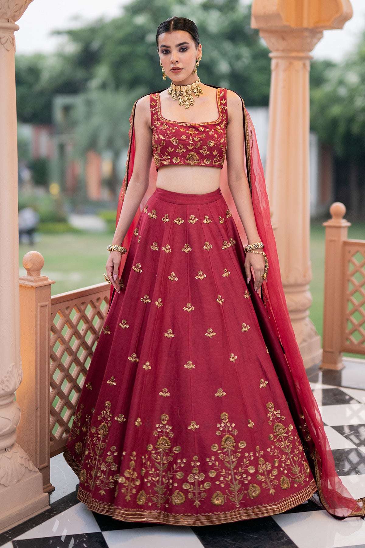 Maroon lehenga set