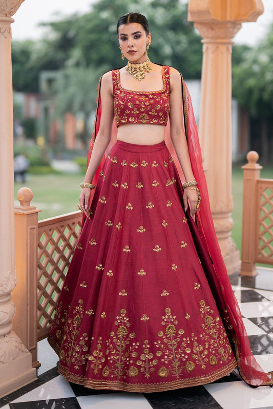 Maroon lehenga set