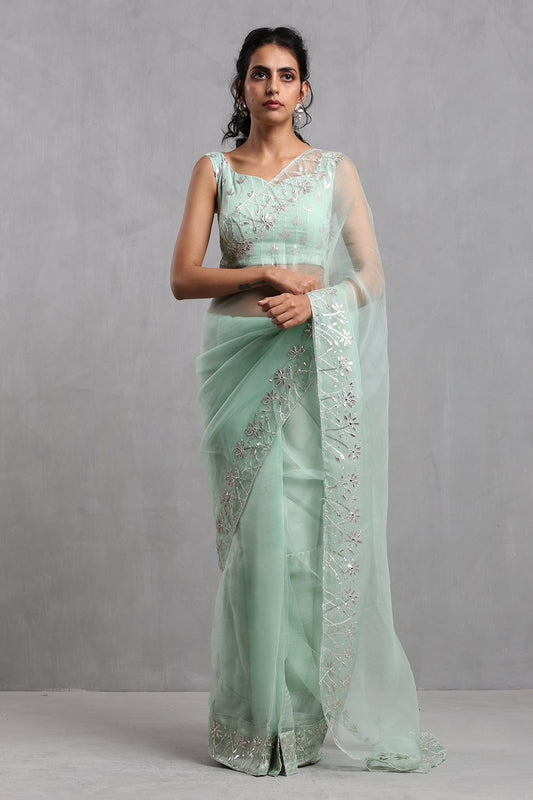 Mint Georgette Saree