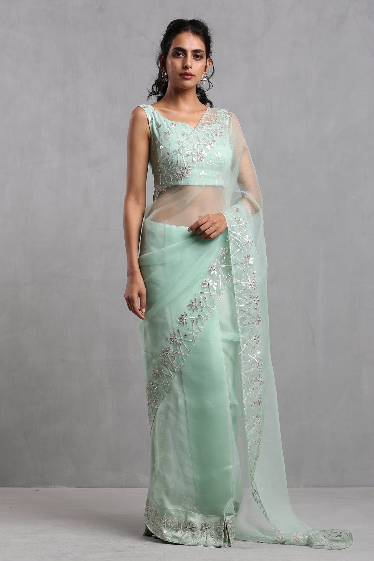 Mint Georgette Saree