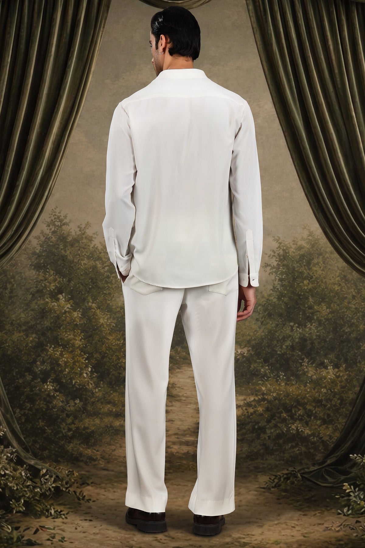 White Lion Head Embroidered Shirt