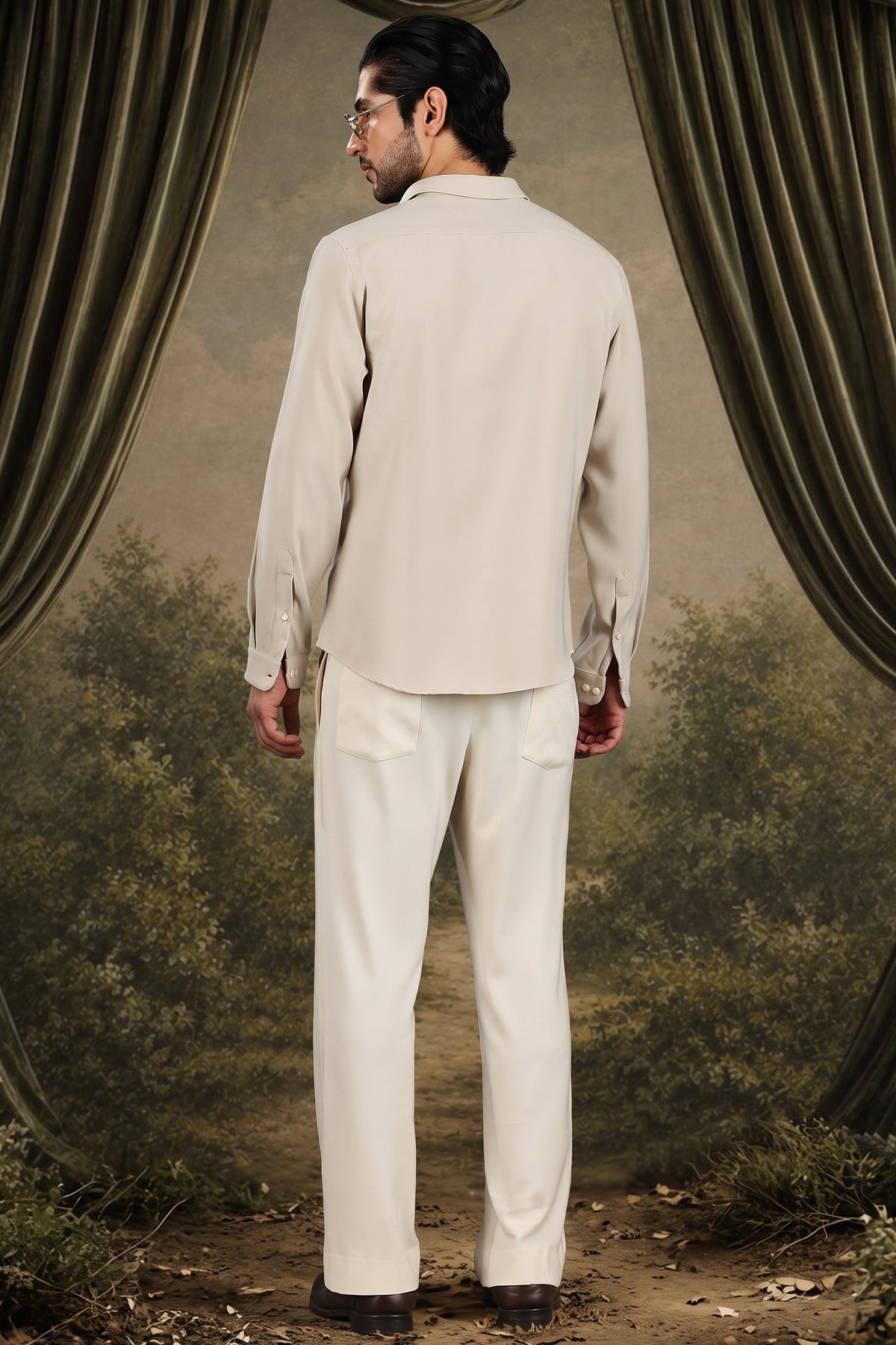 Cream Phoenix Wing Embellished Shirt