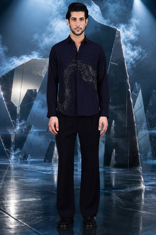 Wave Crystal Embellished Shirt