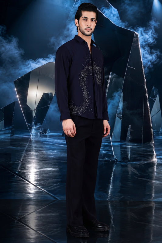 Wave Crystal Embellished Shirt