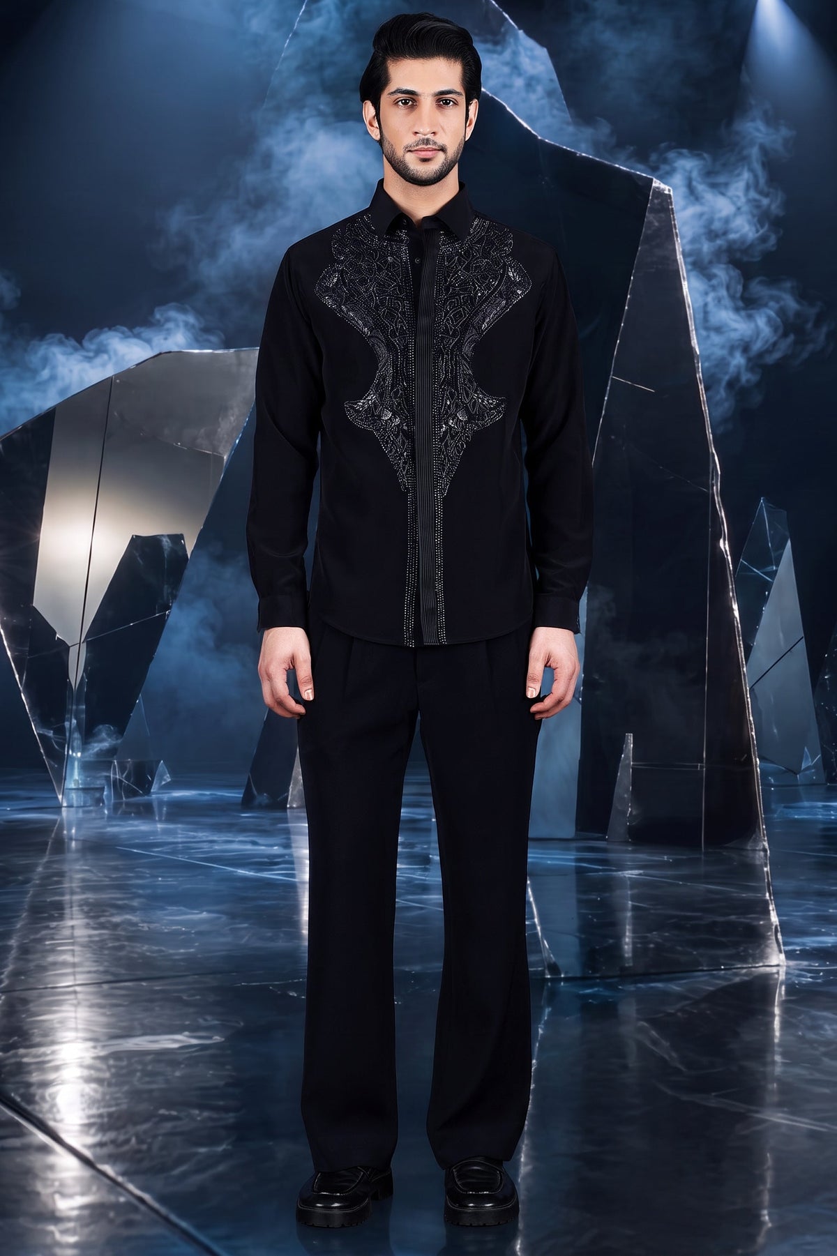 Black Baroque Embellished Shirt