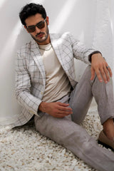 Parchment Plaid Checks Blazer Set - Asuka Couture