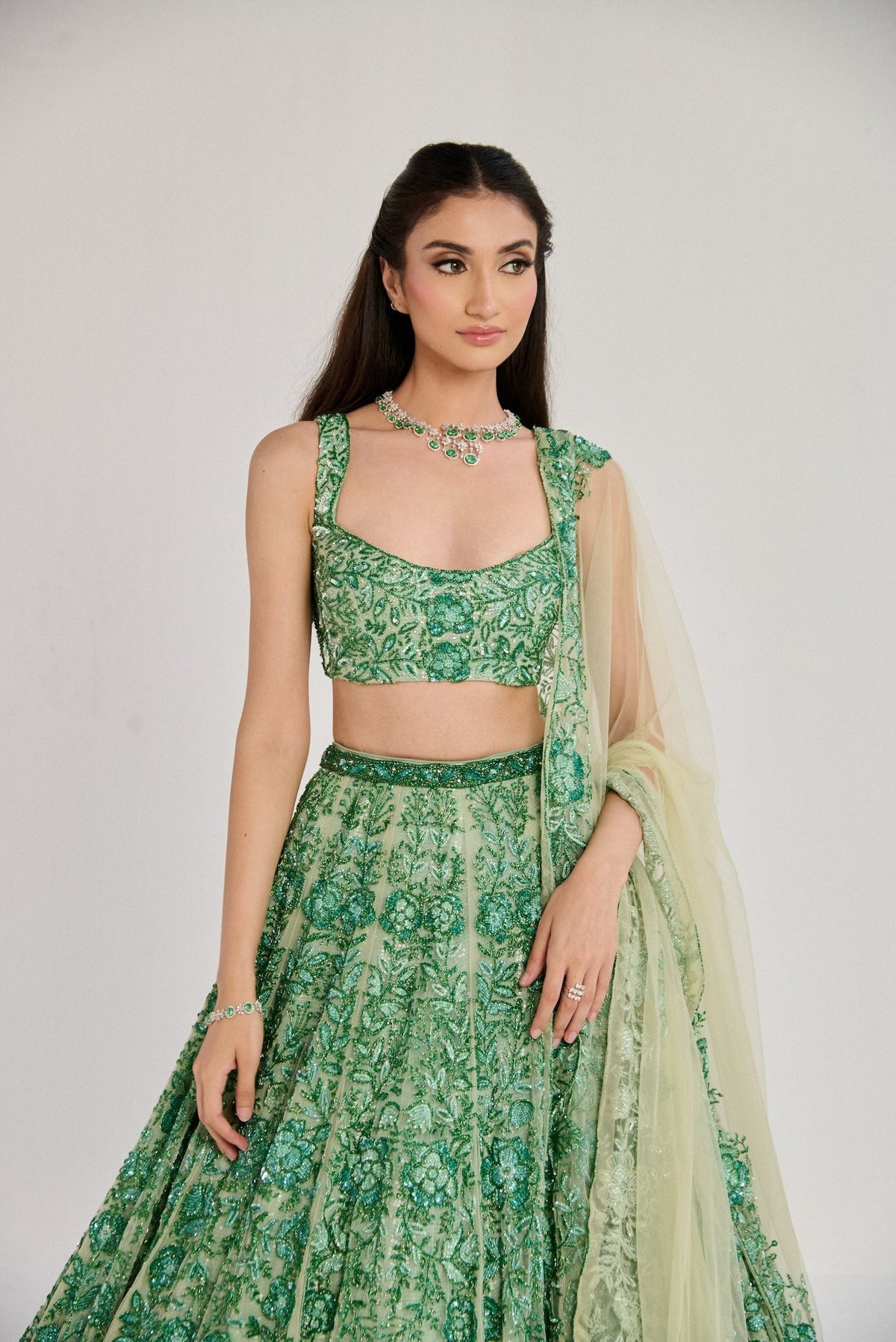 AVO-CUTIE GREEN LEHENGA