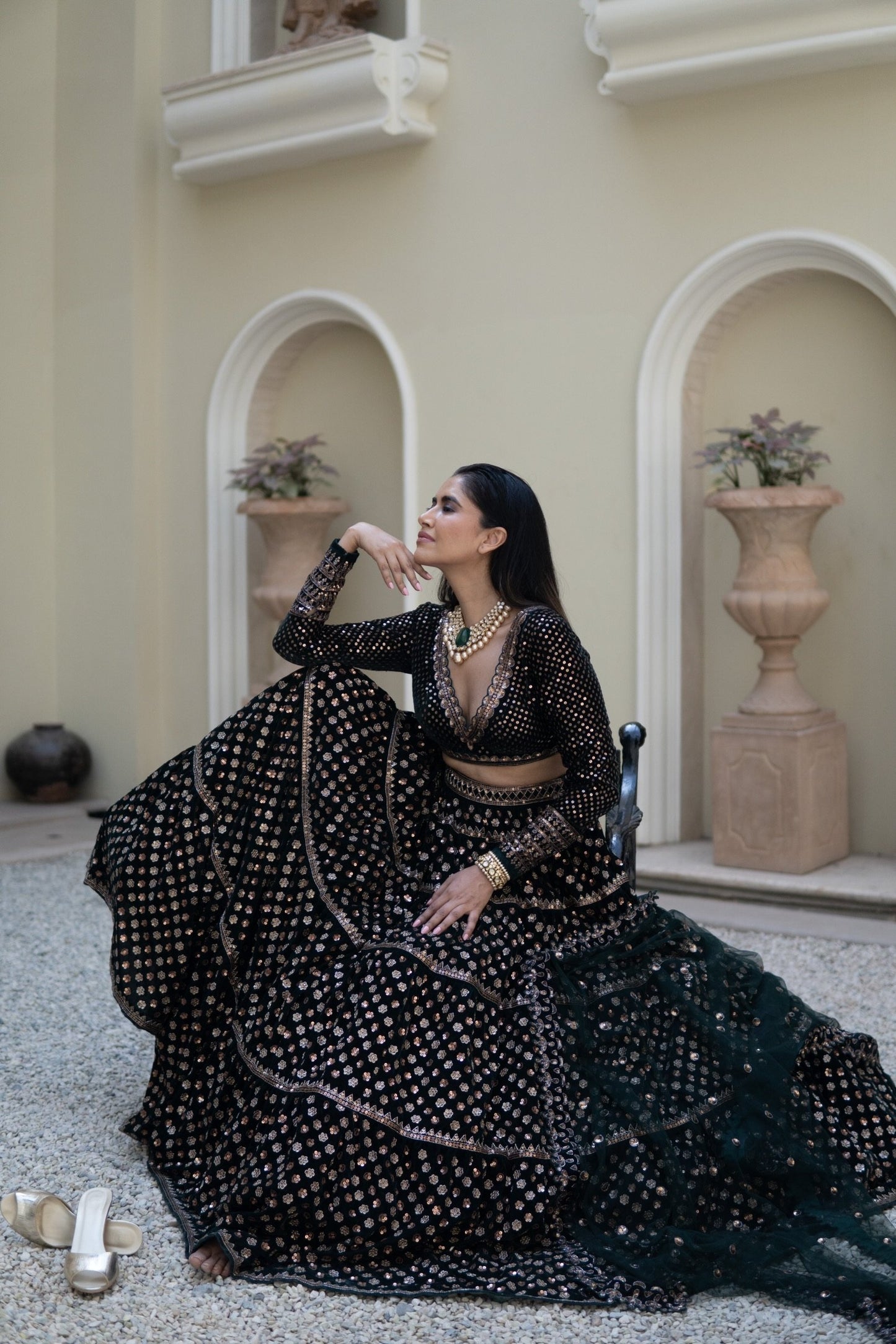 Mahnoor Deep Green Floral Lehenga Set (ALISHA PEKHA)
