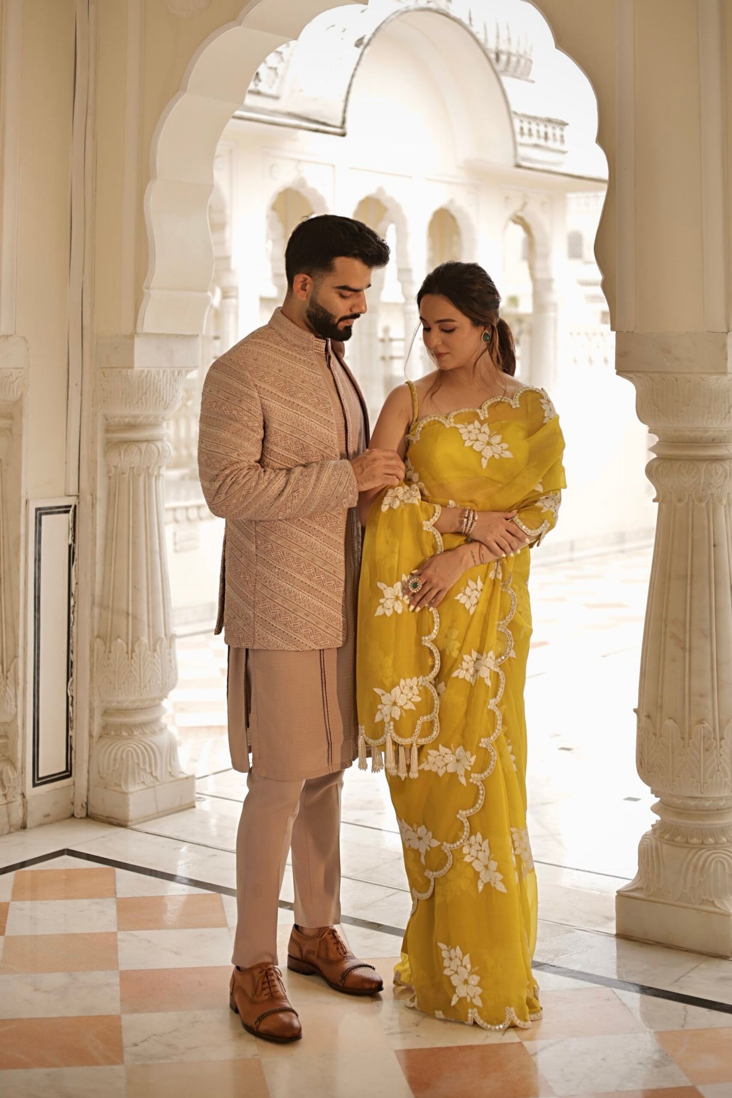 Moss Green Gul Saree Set (KOMPAL MATTA KAPOOR)