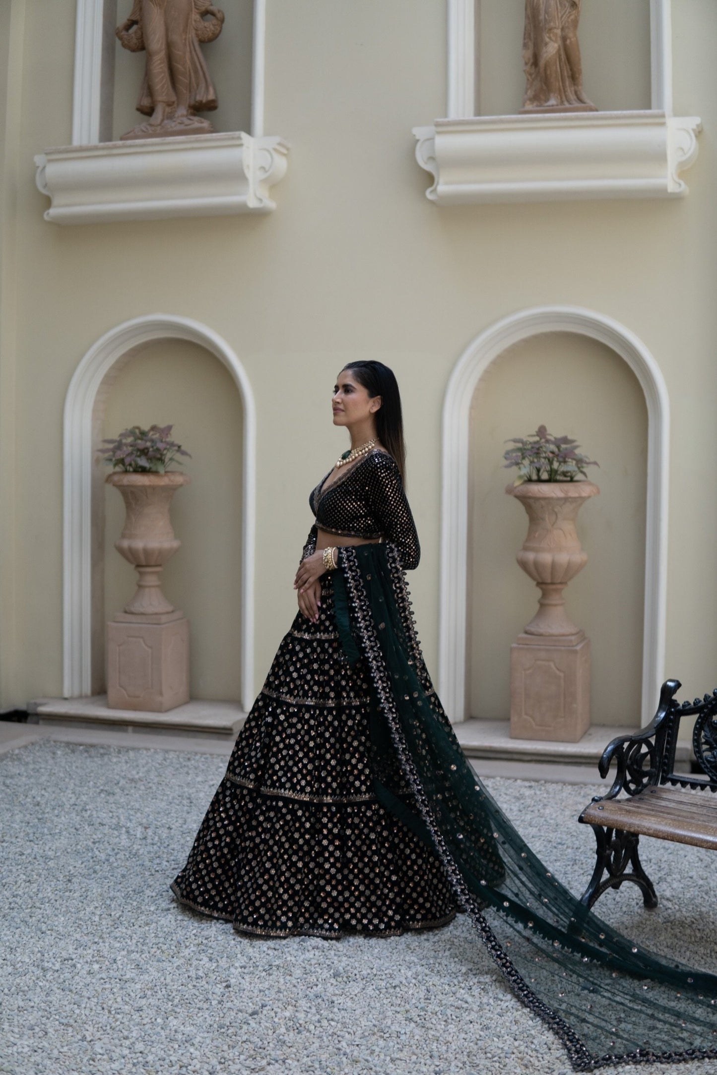 Mahnoor Deep Green Floral Lehenga Set (ALISHA PEKHA)