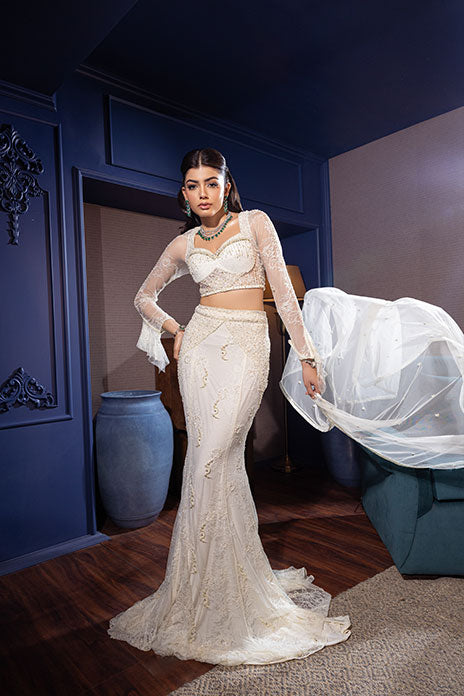 CREME MERMAID LEHENGA