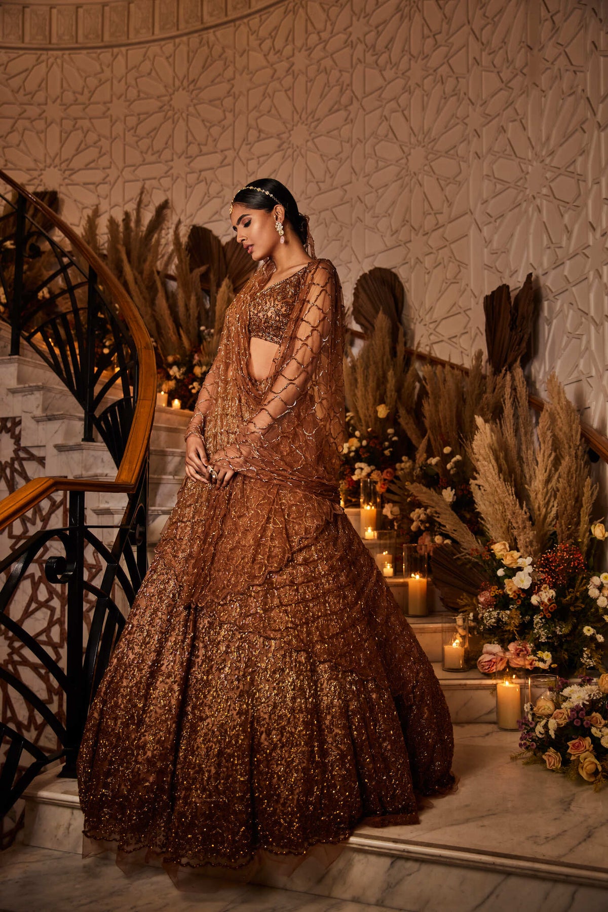 brown color wedding lehenga