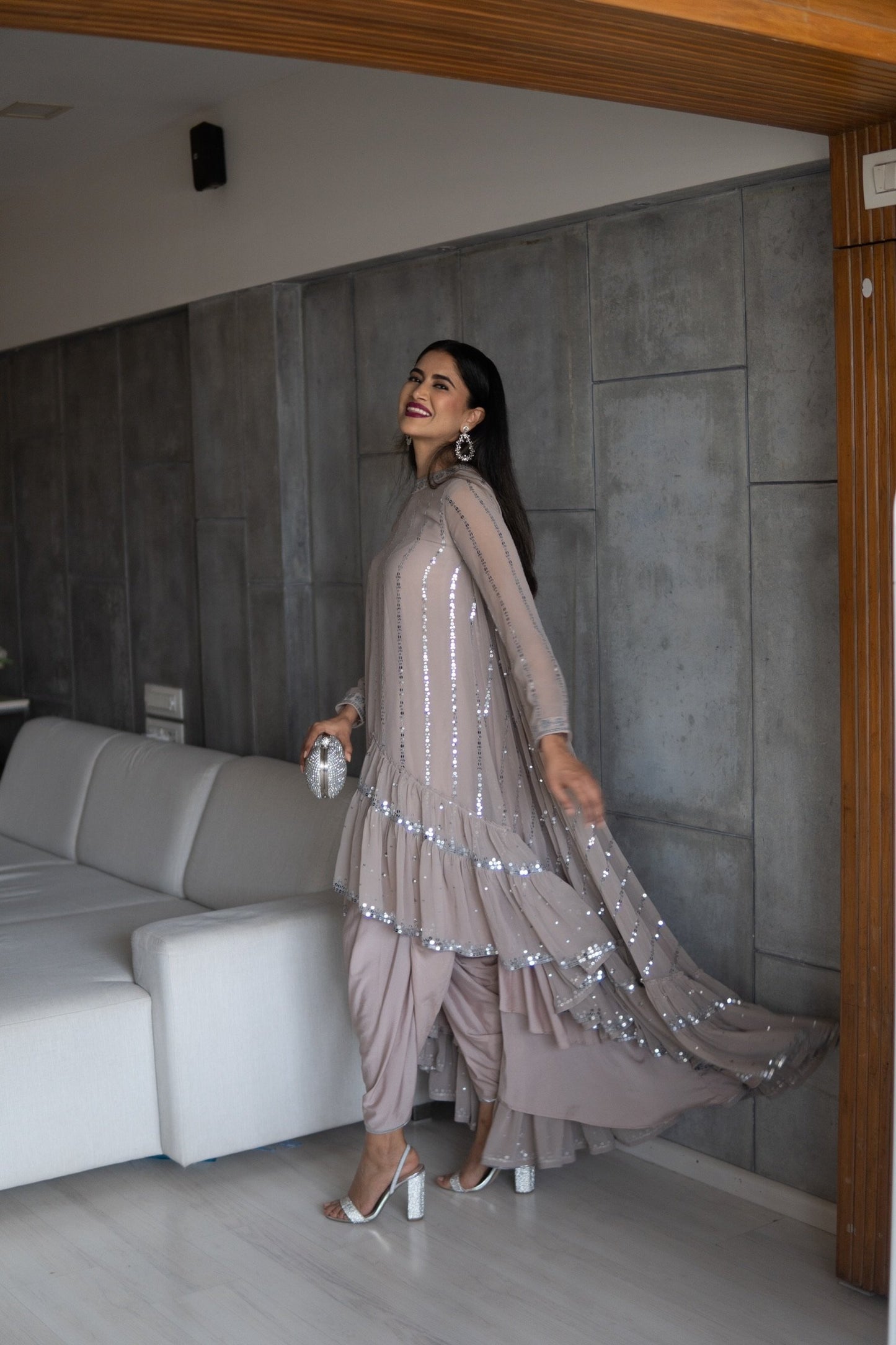 Ishya Beige High Low Kurta Set (ALISHA PEKHA )