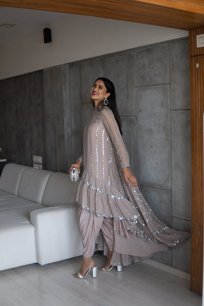 Ishya Beige High Low Kurta Set (ALISHA PEKHA )