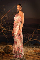 Women's Powder Pink Asymmetrical Saree