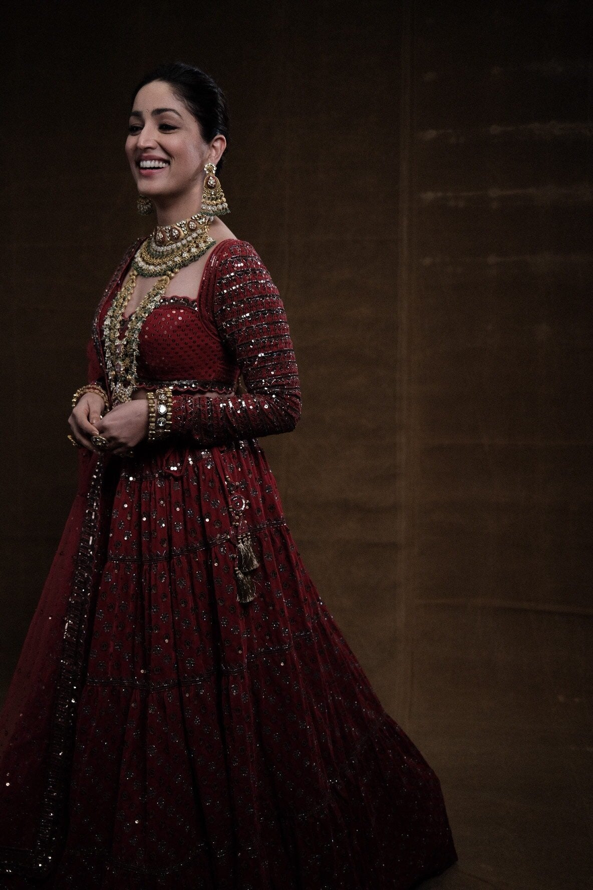 YAMI GAUTAM In Mahnoor Red Floral Lehenga Set