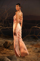 Women's Pink Floral Corset Top with Pants backview