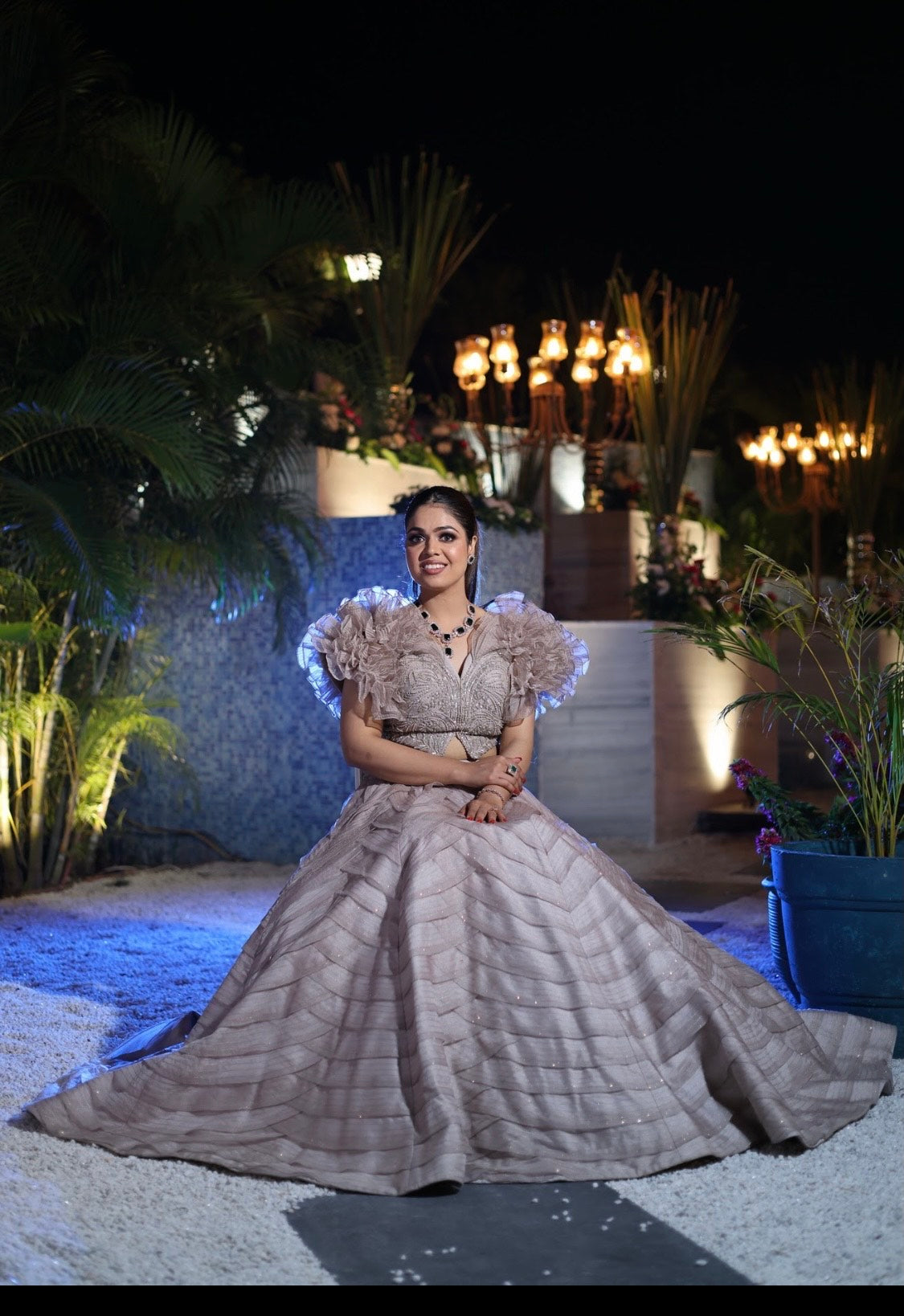Our Client in Ruffle Blouse & Skirt