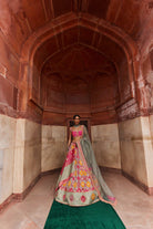 Women's Hot Pink Banarsi Woven Lehenga Set