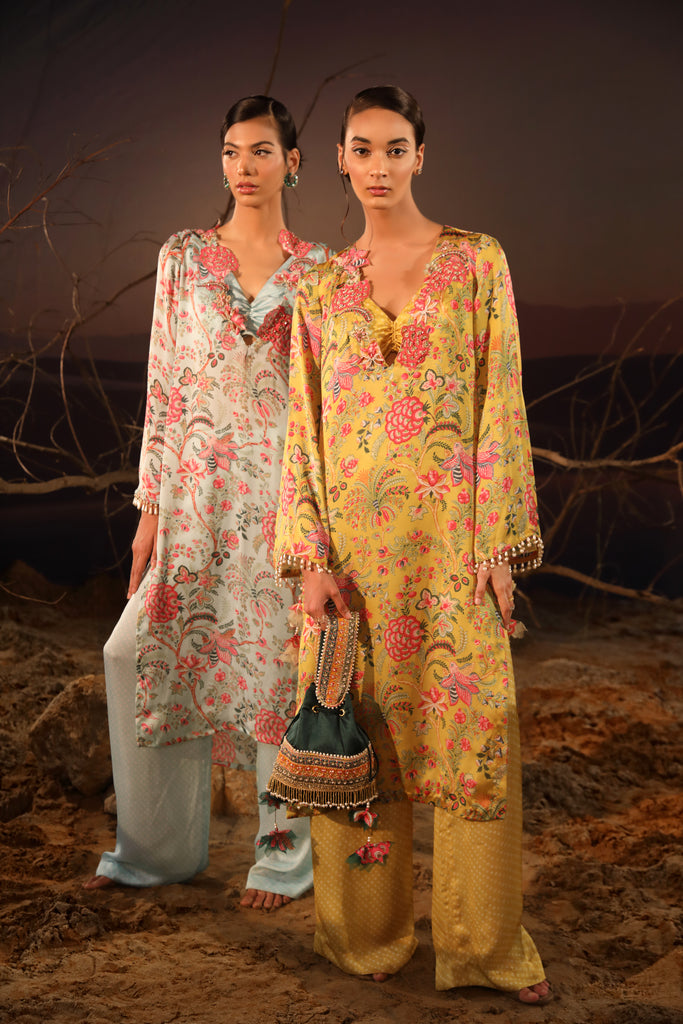 Buy Women's Mustard Floral Kurta Set