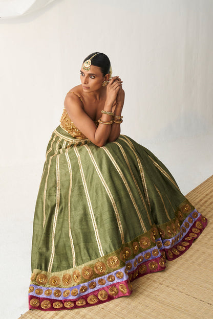 Gul Mehendi Corset Lehenga