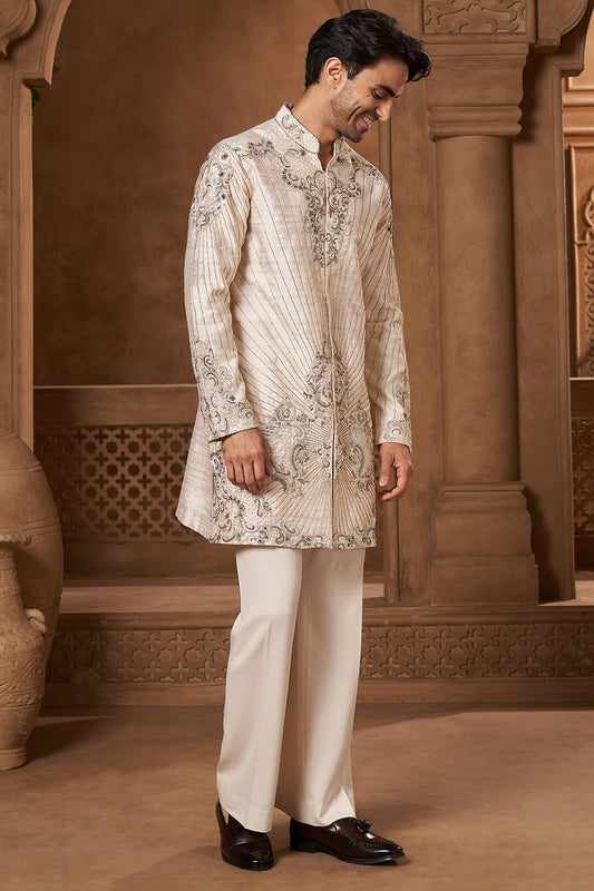 Ivory Raw Silk Dabka Kurta Set