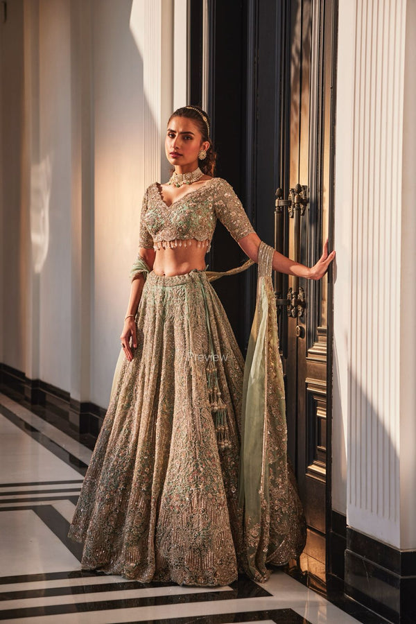 AQUA ORGANZA EMBROIDERED SET