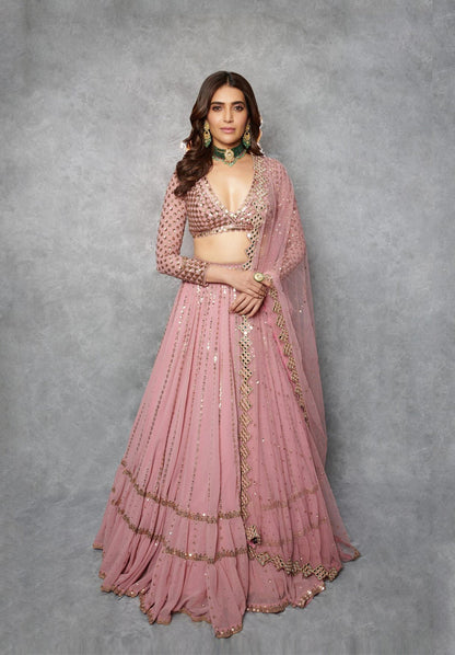 Dull Pink Double Tier Lehenga set