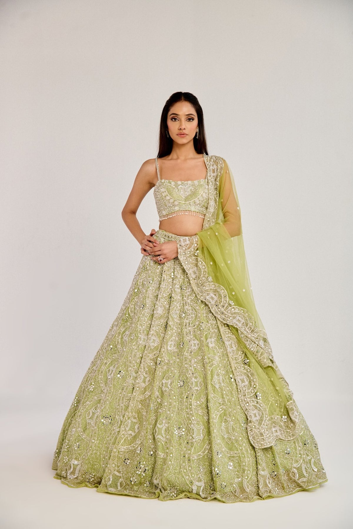 LIME GREEN LEHENGA
